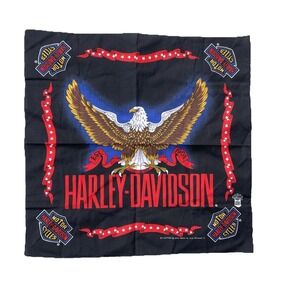 VTG Harley Davidson Scarf Bandanna Eagle Square USA RN 16463 22" *HOLE"